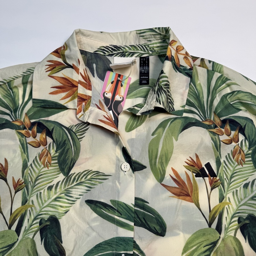 NWT Adidas X FARM Rio Tropical Floral Golf Polo Shirt Womens Large
